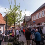 Eine volle Einkaufsstraße mit vielen Menschen.